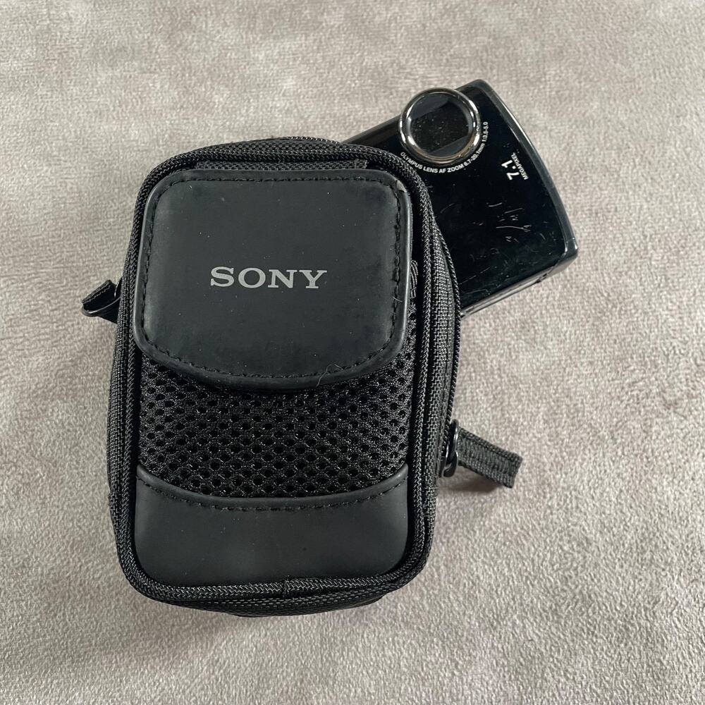 Sony LCS-CSQ Compact Digital Camera Case Bag Black Nylon Mesh Zipper Pouch